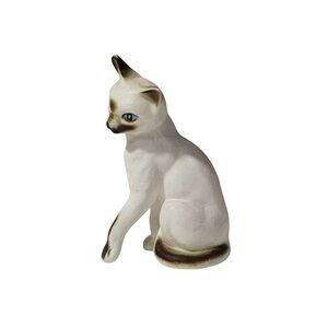 Vintage Bone China Siamese Cat Figurine Bisque Paw Out